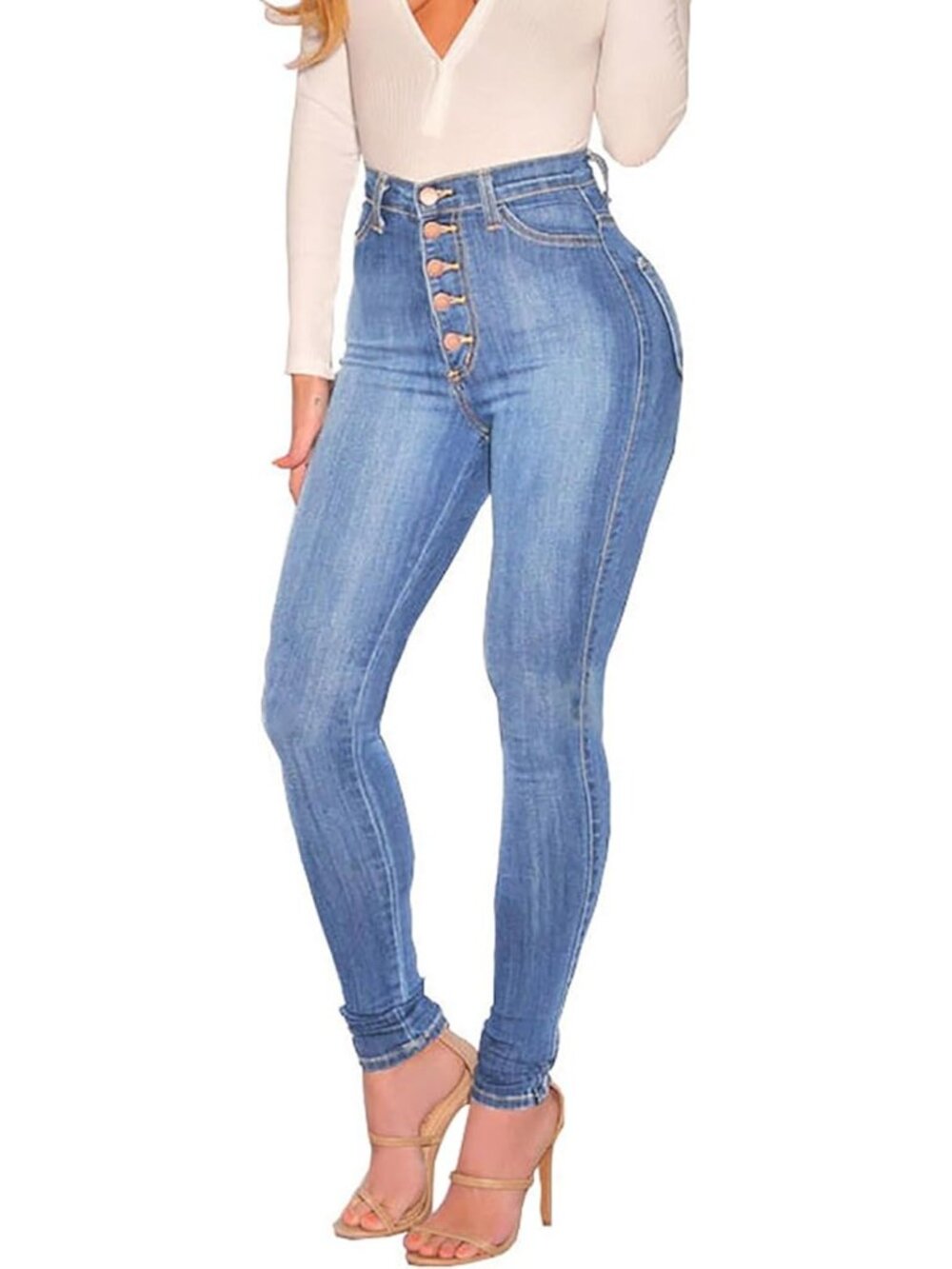 🆕Women's Blue High Waist Stretch Butt Lifting Skinny Colombian Jeans